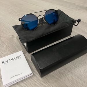 Randolph Matte Black, Atlantic Blue Lense Sunglasses